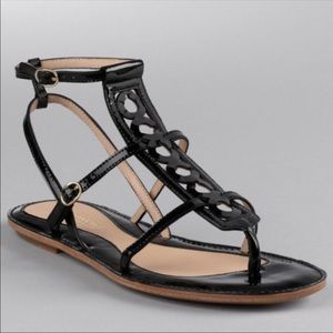 Coach Geralynn Black Patent Leather Sandals Size 9